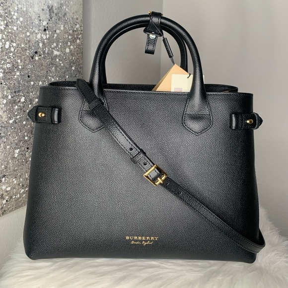 Burberry Handbags - Burberry MD Banner House Check Derby Leather Bag
